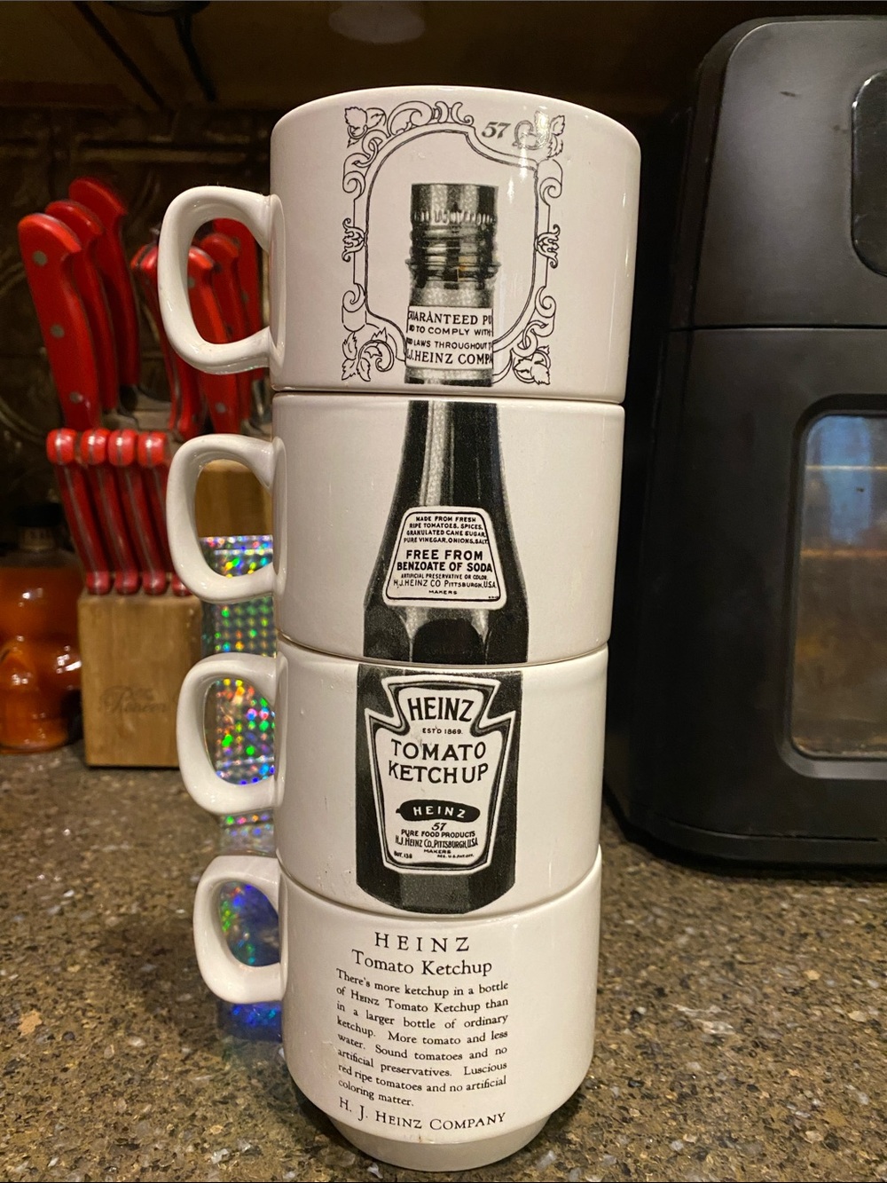 Heinz White Ceramic Tomato Ketchup Stackable Mug Set